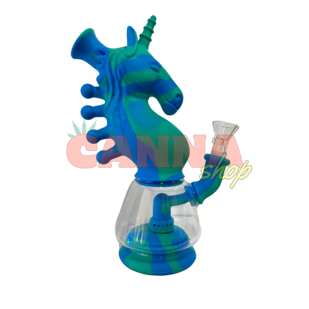 Bong de silicona y cristal - Unicornio
