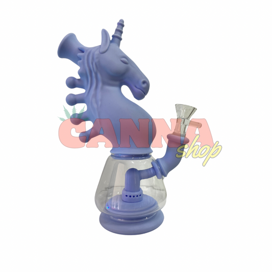 Bong de silicona y cristal - Unicornio